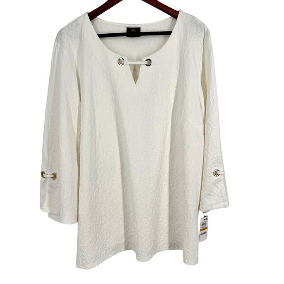 NEW NWT JM Collection Plus Size 3X Cream White Formal Blouse Shirt Top Wedding